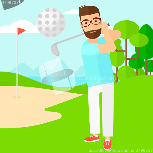 Image of Golf player hitting the ball.