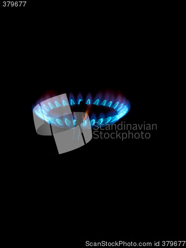 Image of Gas burner flames side view