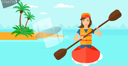 Image of Woman riding in canoe.