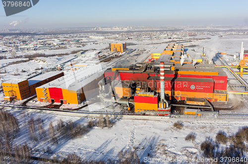 Image of Aerial view on iron and steel works factory.Russia