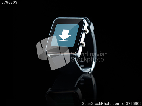 Image of close up of black smart watch