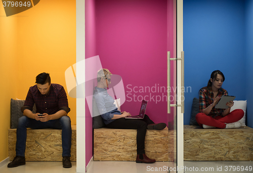 Image of group of business people in creative working  space