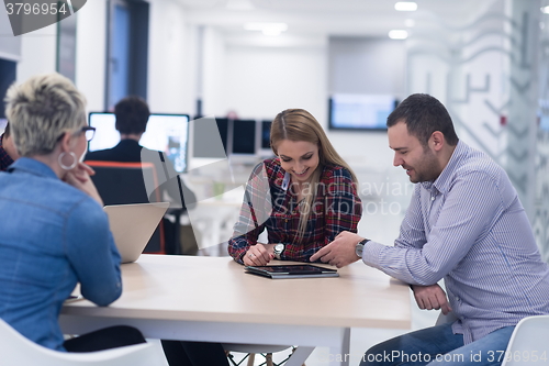 Image of startup business team on meeting at modern office