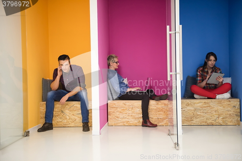 Image of group of business people in creative working  space