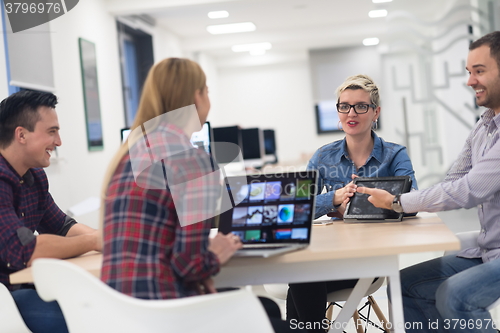 Image of startup business team on meeting at modern office