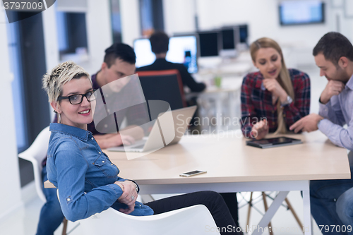 Image of startup business team on meeting at modern office