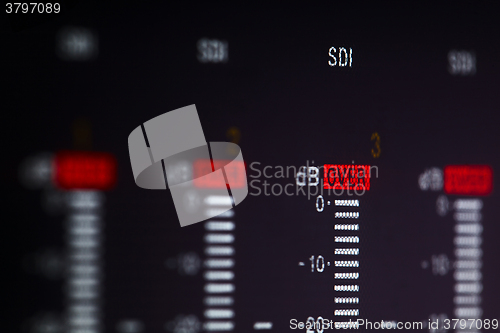 Image of Display of the professional video recorder with warning Over signal.