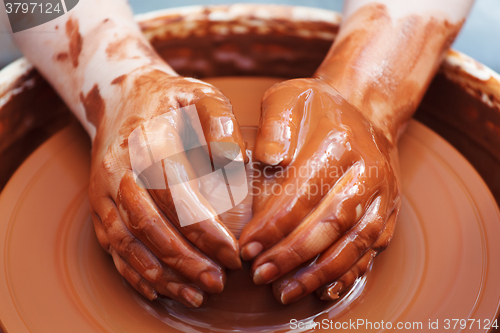 Image of Potter making the pot.