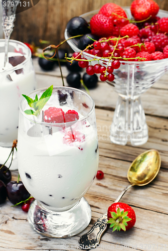 Image of Ice cream with berries and mint