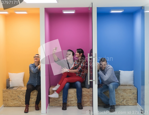 Image of group of business people in creative working  space