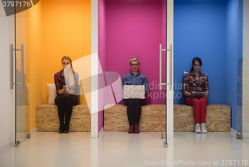 Image of group of business people in creative working  space