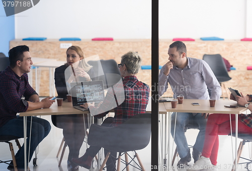 Image of startup business team on meeting at modern office