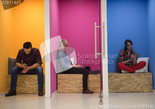 Image of group of business people in creative working  space