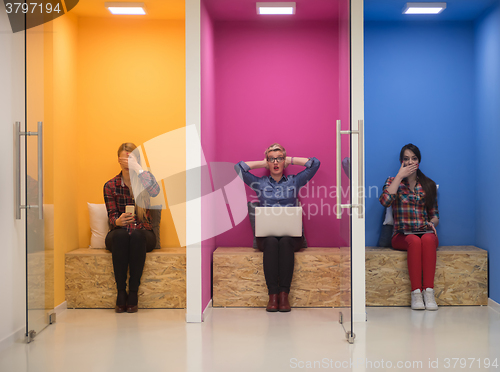 Image of group of business people in creative working  space