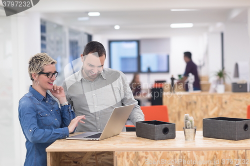 Image of startup business team on meeting at modern office