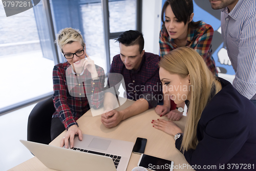Image of startup business team on meeting at modern office