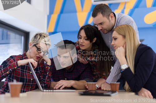 Image of startup business team on meeting at modern office