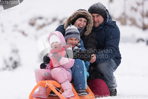 Image of family portrait on winter vacation