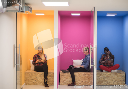 Image of group of business people in creative working  space