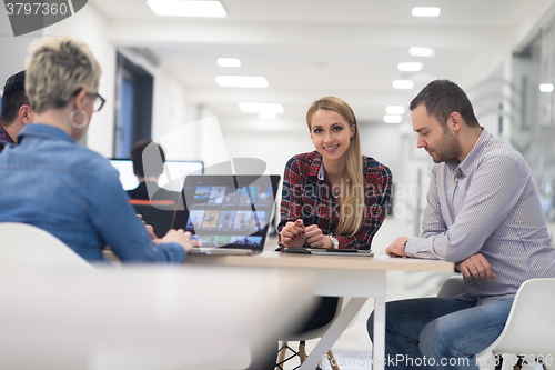 Image of startup business team on meeting at modern office