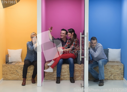 Image of group of business people in creative working  space