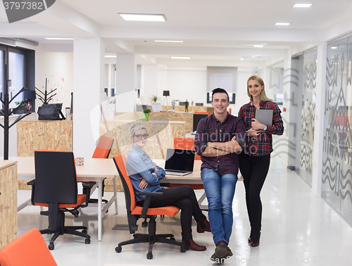 Image of business people group portrait at modern office