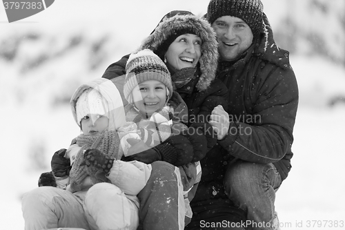 Image of family portrait on winter vacation