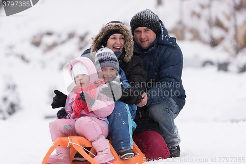 Image of family portrait on winter vacation