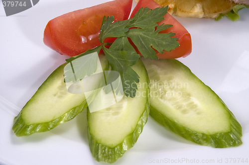 Image of Cucumber and tomatoes.