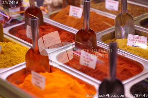 Image of Traditional spices market in Barcelona.