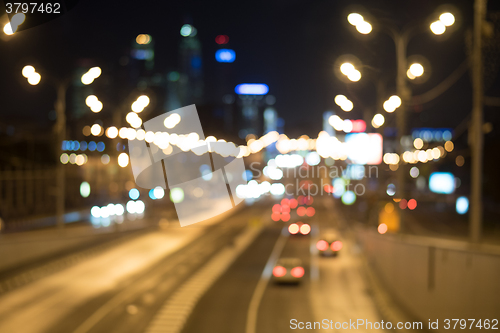 Image of Blurred lights of city traffic at night