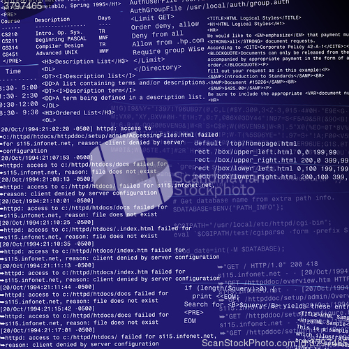 Image of Abstract html code design on blue background