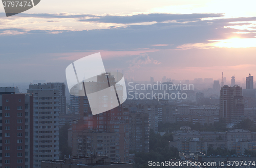 Image of Sunrise over the city.
