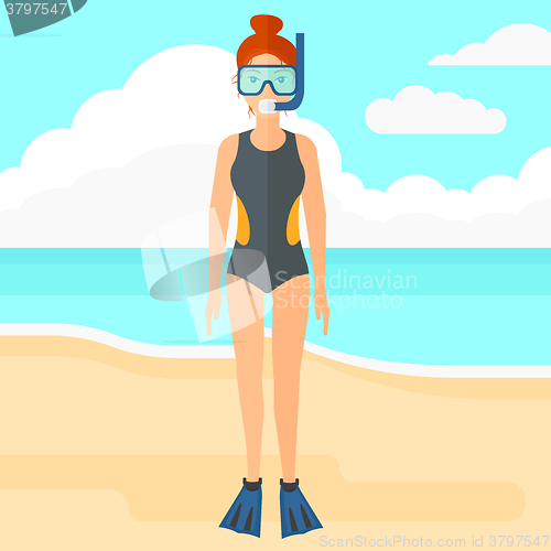 Image of Woman with swimming equipment.