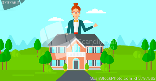 Image of Real estate agent showing thumb up.