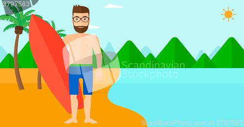 Image of Surfer holding surfboard.