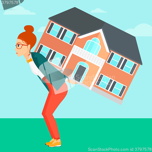 Image of Woman carrying house.