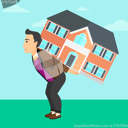 Image of Man carrying house.