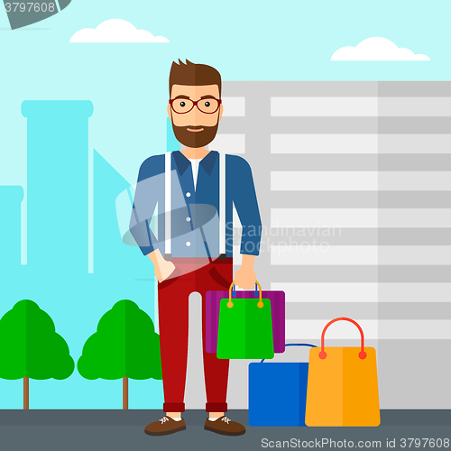 Image of Buyer with shopping bags.