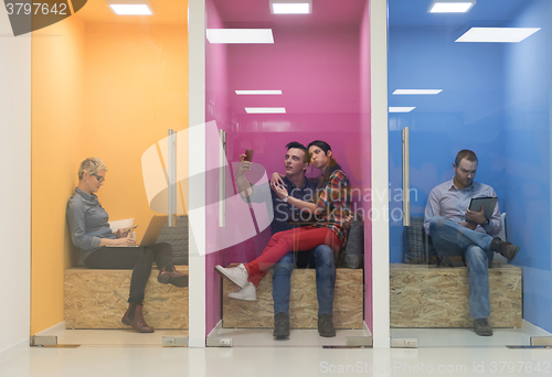 Image of group of business people in creative working  space