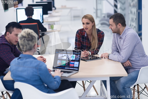 Image of startup business team on meeting at modern office