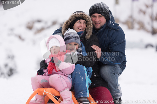 Image of family portrait on winter vacation