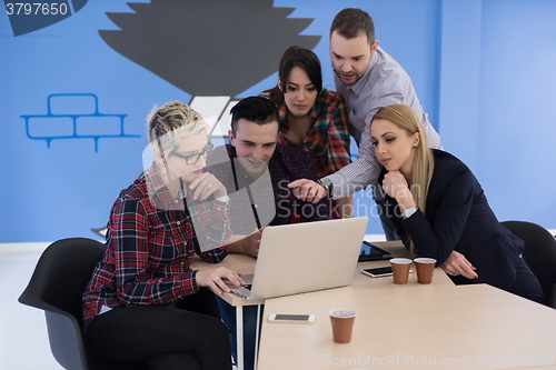 Image of startup business team on meeting at modern office