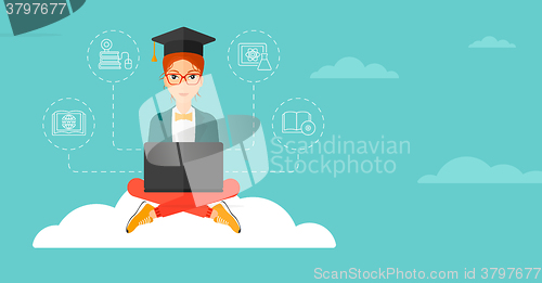 Image of Graduate sitting on cloud.
