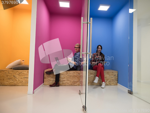 Image of group of business people in creative working  space