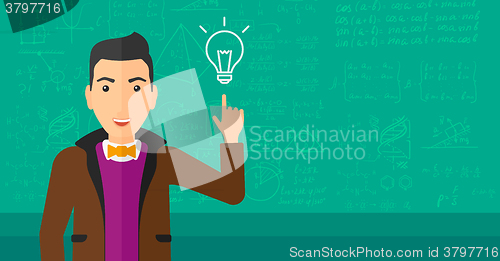 Image of Man pointing at light bulb.