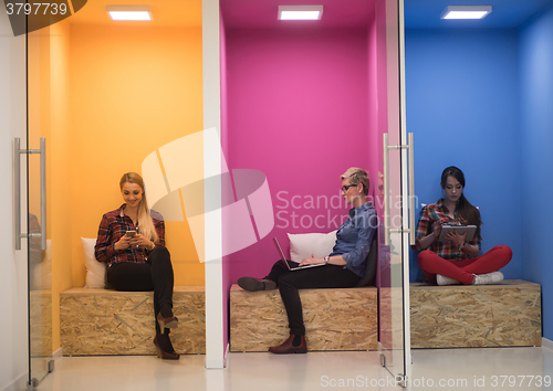 Image of group of business people in creative working  space