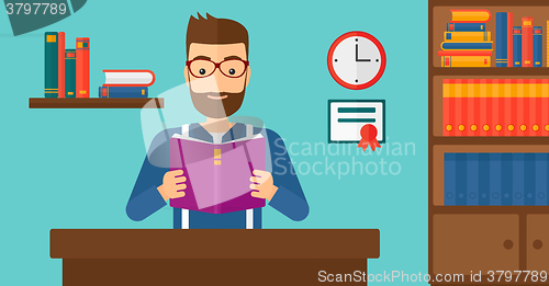 Image of Man reading book.