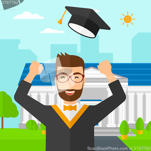 Image of Graduate throwing up his hat.