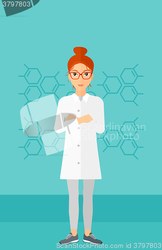 Image of Female laboratory assistant.